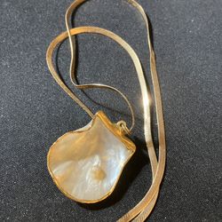 14k Herringbone Chain & Pendant