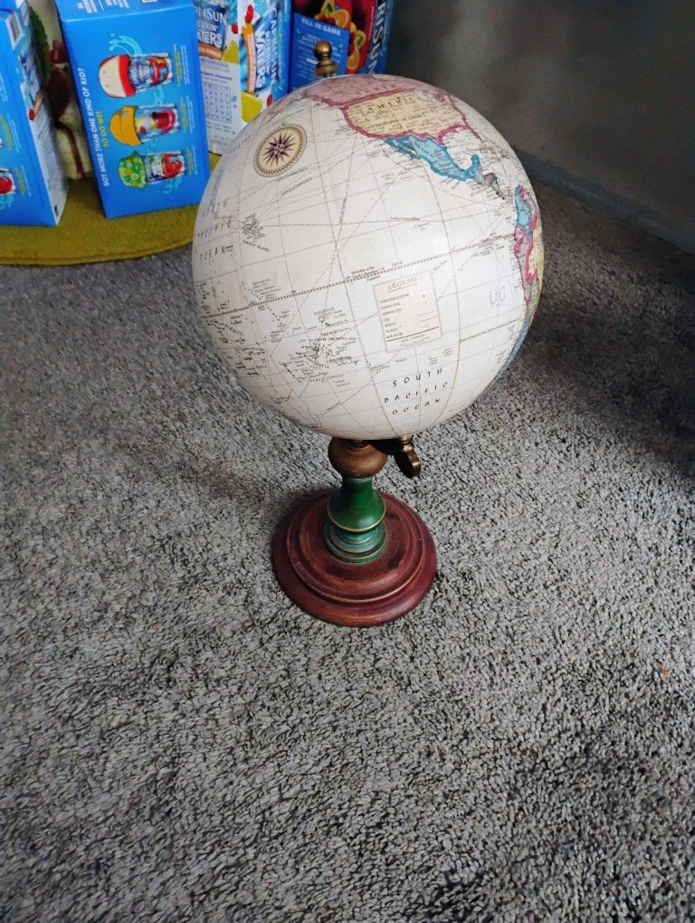 World Globe Wooden Base 15" H. Pickup Only Cash