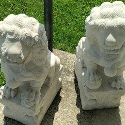 Foo Dog Garden Yard Art, Actual Carved Stone
