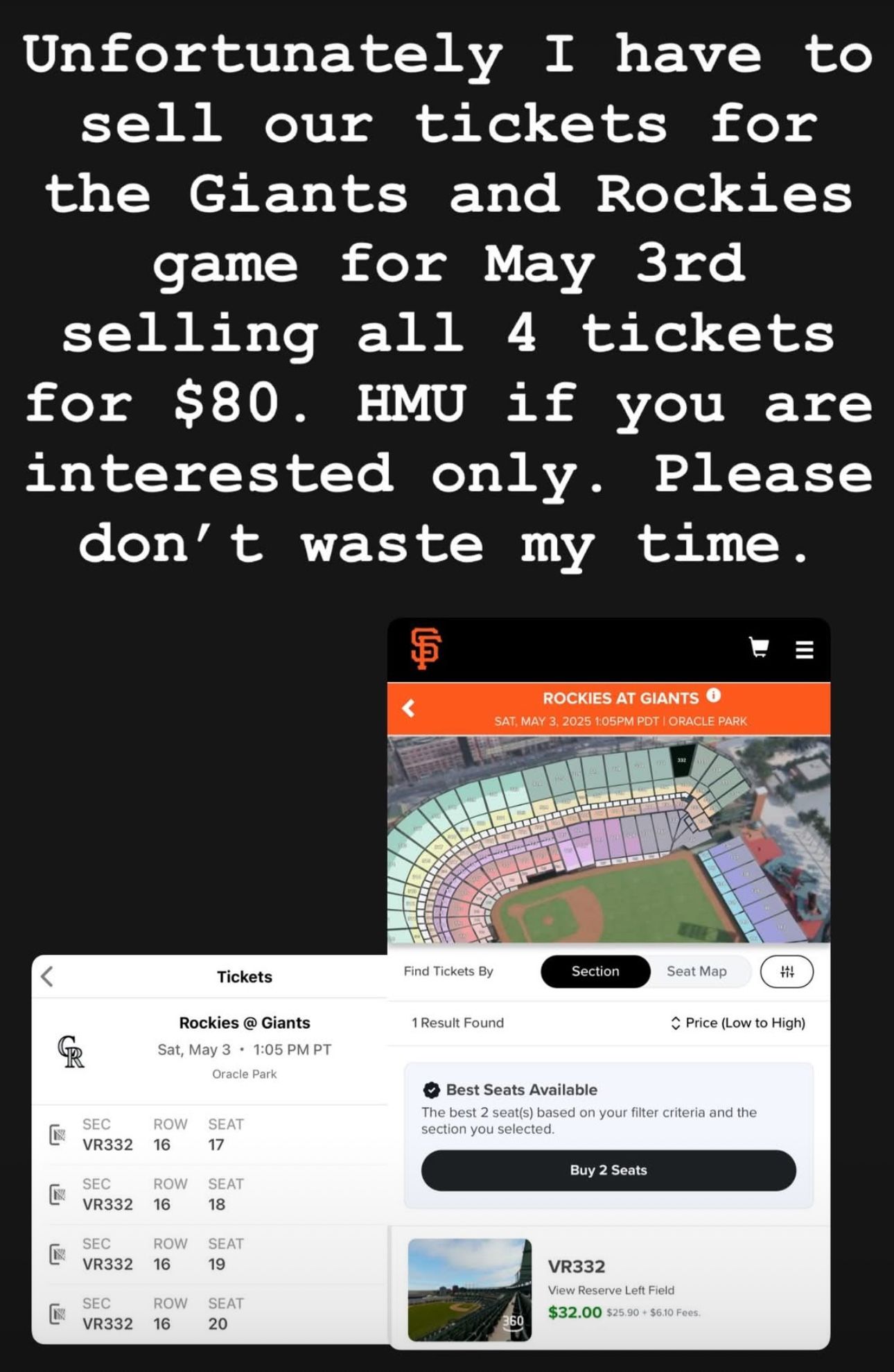 San Francisco Giants Game May 3rd