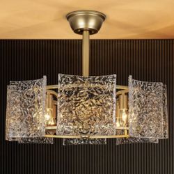 4-Light Indoor Modern Gold Ceiling Fan Lighting with Remote Control