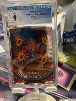 #107 Hitmonchan Topps Silver Foil TV Animation Series 2 Pokemon Card CGC  Mint 9