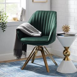 Art Leon Classical Velvet Swivel Accent Chair with Golden Legs