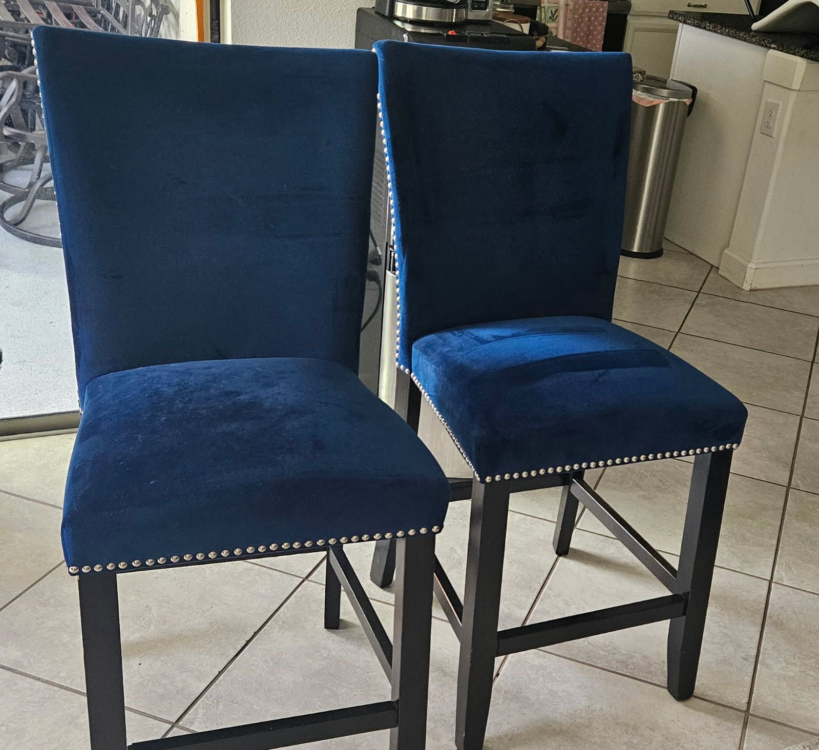 2 used blue sued chairs