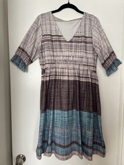 Cute Dress , Blue , Brown, Beige Color 