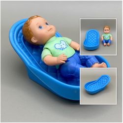 HTF Fisher Price Loving Family Dollhouse Furniture Nursery Baby Boy Doll & Carrier Bath Tub Seat