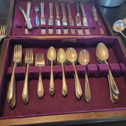 Vintage Antique Silverware With Box  Not Sterling 