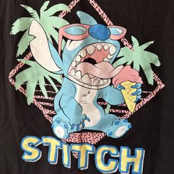 Lilo & Stitch: "Stitch w/ Ice Cream" Tank-Top, Size Mens 2XL, Color Black Unisex