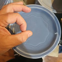 Syracuse China 6.25" Blue Porcelain Plates. Set Of 12. 