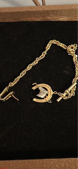 Gold-Tone Pocket Watch Chain with Horse Charm