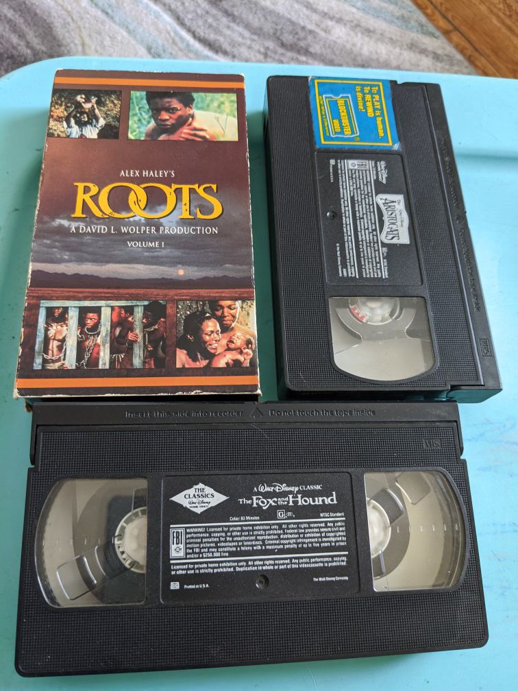 Roots, aristocrats ,fox and the hound vhs