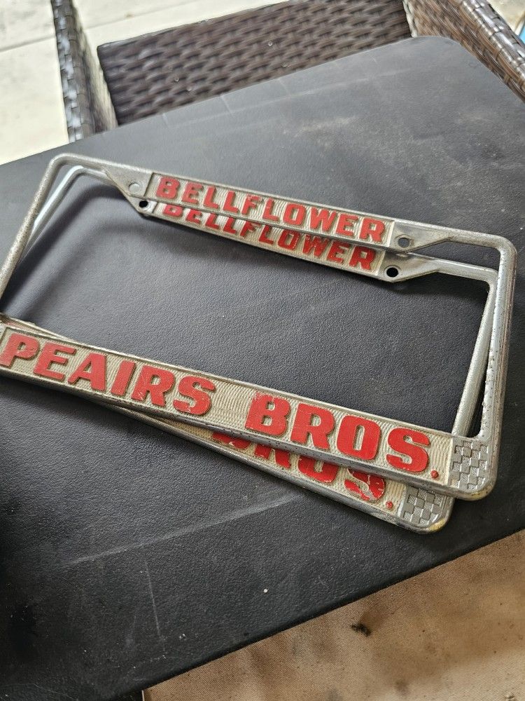 Bellflower California Peairs Brothers Buick Vintage Dealer License Plate Frame Set