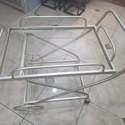 Noble House Perley Iron and Glass Bar Cart in Gold