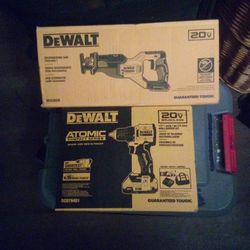 ATOMIC DEWALT COMPACT SERIES 20V BRUSHLESS DRILL,DEWALT RECIPOCATING SAW 20V