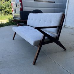 Mid-Century Modern Loveseat / Accent Bench – Solid Wood Frame