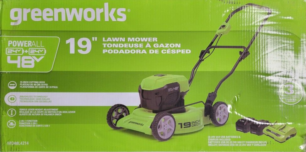 LAWN MOWER 19" brand New 2 Batterys, Charger