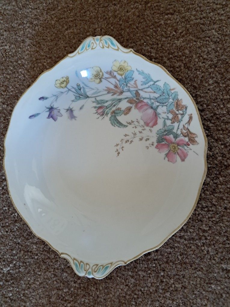 Floral Design Plate with Scalloped Edge