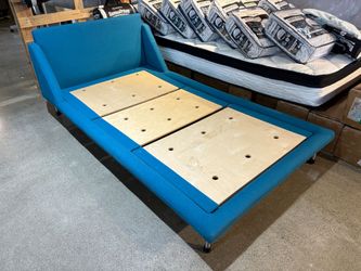 Blue Upholstered Wingback Twin Size Bed Frame