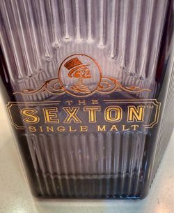Sexton Hexagonal Single Malt Whiskey Ribbed Glasses, 9oz, Skulls, Set of 2
