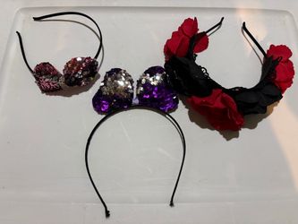 Set of 3 Decorative Headbands - Floral and Sequin Bows