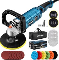 LDHTHOPI Buffer Polisher, 1600W 7 Inch/6 Inch Rotary Buffer Polisher Waxer, 7 Variable Speed 1000-3500 RPM, Detachable Handle for Car, Boat Sanding, P