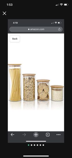 4 Bamboo Lid Glass Jars New Containers Set