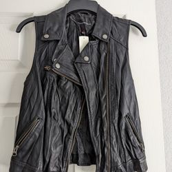 Women's Faux Leather Vest, Size Xs