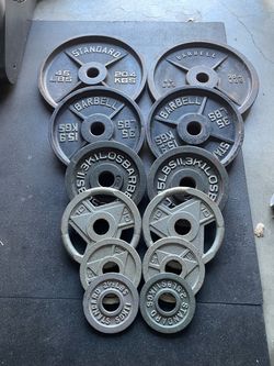 245 lbs Olympic Weight Plates…. Home Gym Fitness….