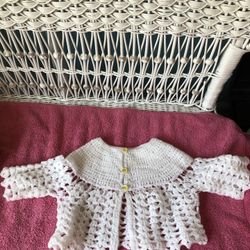 Two Hand Made Baby Sweaters Look New 