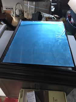 Wooden frame mirror bathroom cabinet