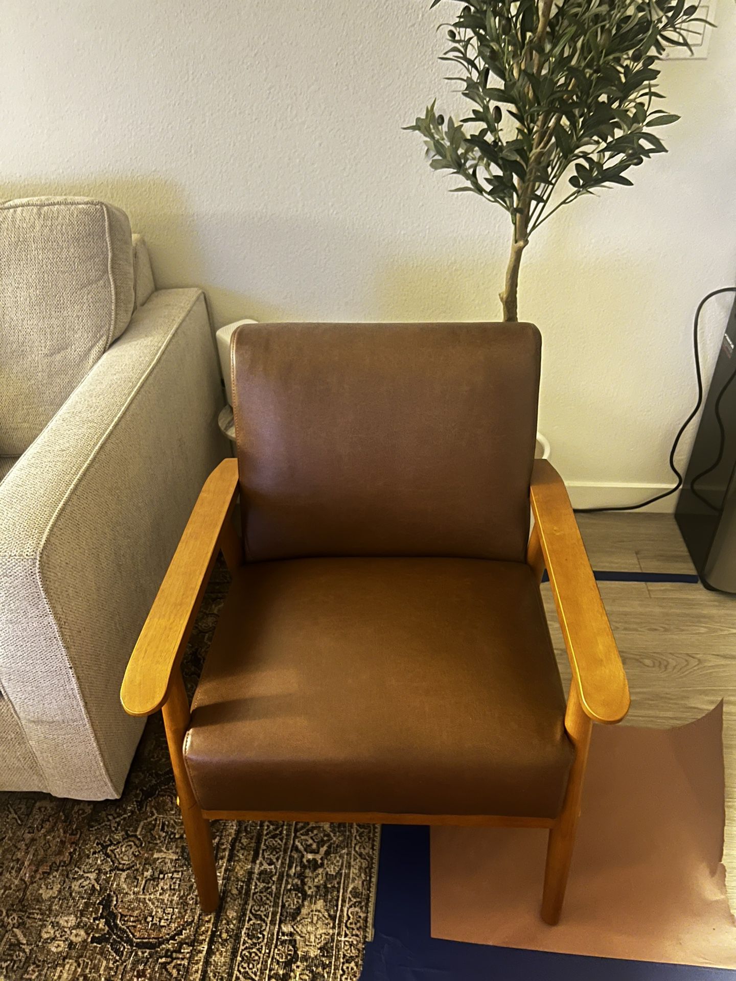 Wooden Faux Leather Chair (Qty 2)
