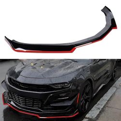 Front Lip Compatible with 2016-2024 Chevy Camaro LT LS RS SS, Red Glossy Black
