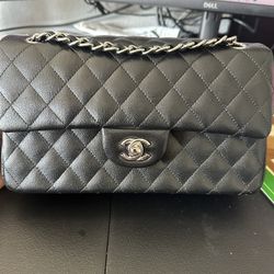 Black Lambskin Silver hardware Chanel Double Flap