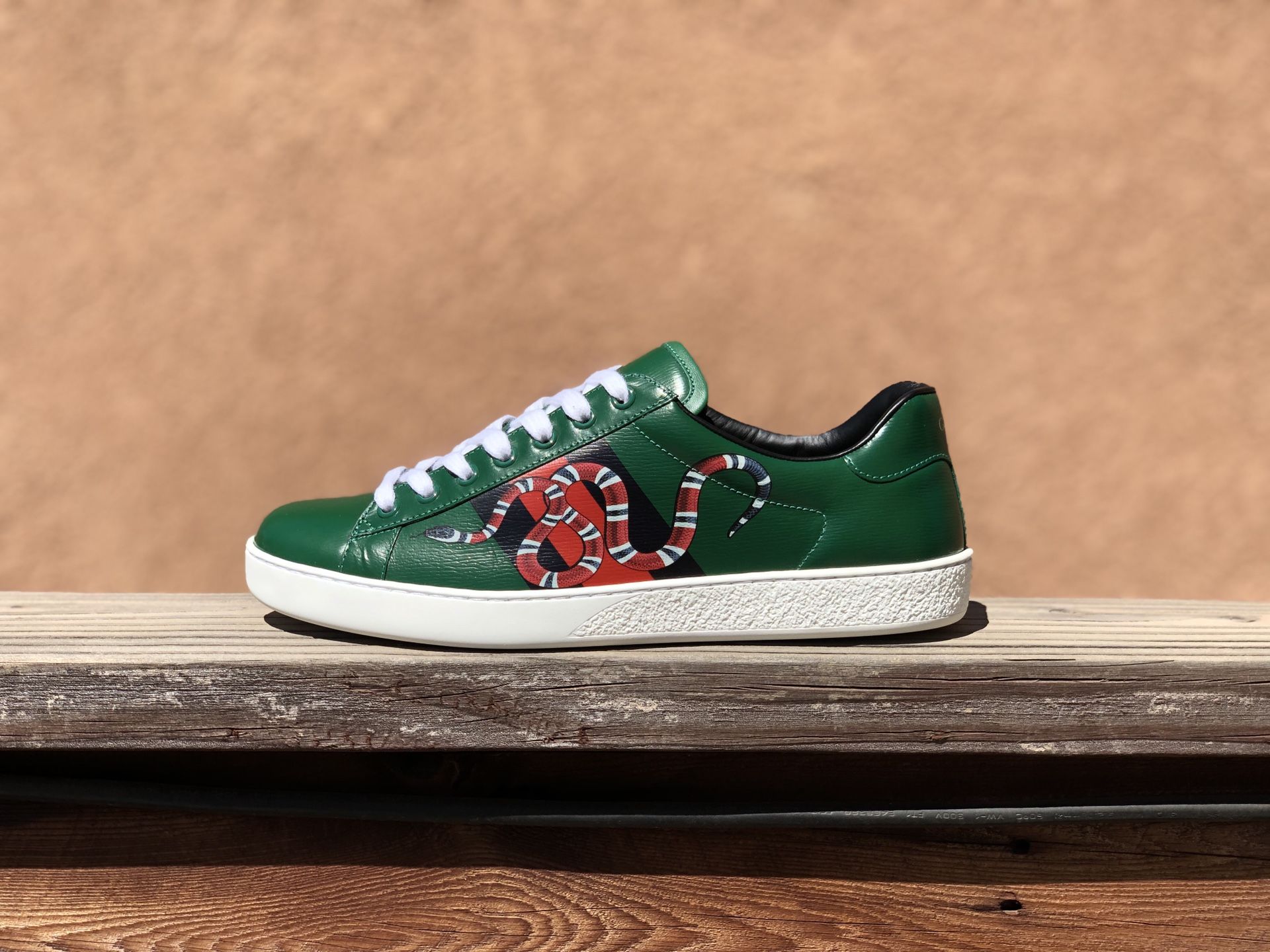 Gucci Ace Leather “Green Web Snake”