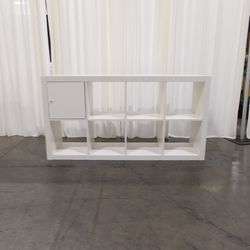 IKEA White Eight-Cube Storage Unit with Door Insert