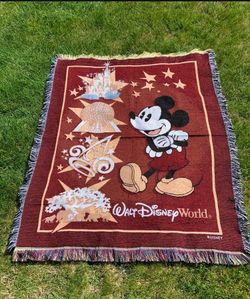Mickey Mouse Disney Tapestry Woven Throw Blanket Walt Disney World Magic Epcot 