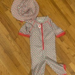 Ducksday Swimsuit Size 3T With Sun Hat