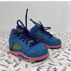 Nike 440890 307 Jordan V 5 Retro Teal Purple Pink Toddler Shoes Sneakers Sz4C