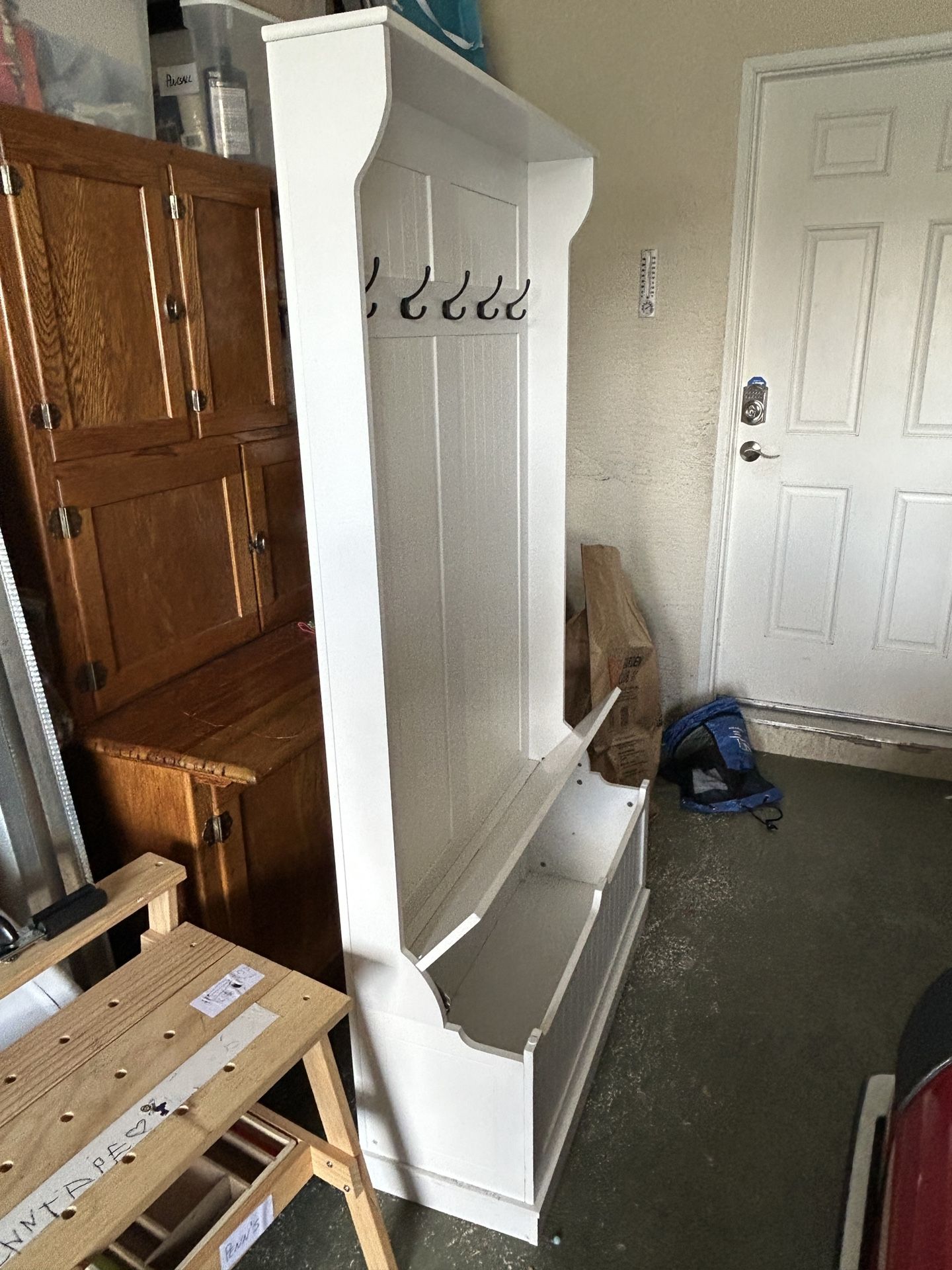 White Coat Rack Entry With Storage