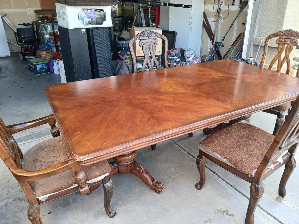 Solid Wood Dining Table W/ Chairs 