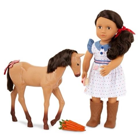 Amercian Doll With Horse Set 