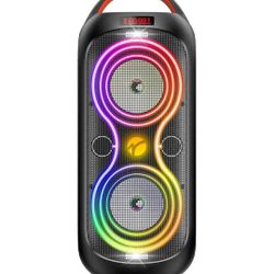 Speakers Bluetooth Wireless- 120dB Loud Sound, Dynamic 8 LED Lights, 5 RGB Modes, Bluetooth 5.3, TWS/USB/TF/AUX/FM/Mic Input, Built-in Handle, Portabl