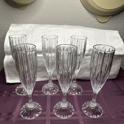 Mikasa Park Lane Champagne Flutes Lead Crystal 8.75” Tall.  Set of 6 FLAWLESS