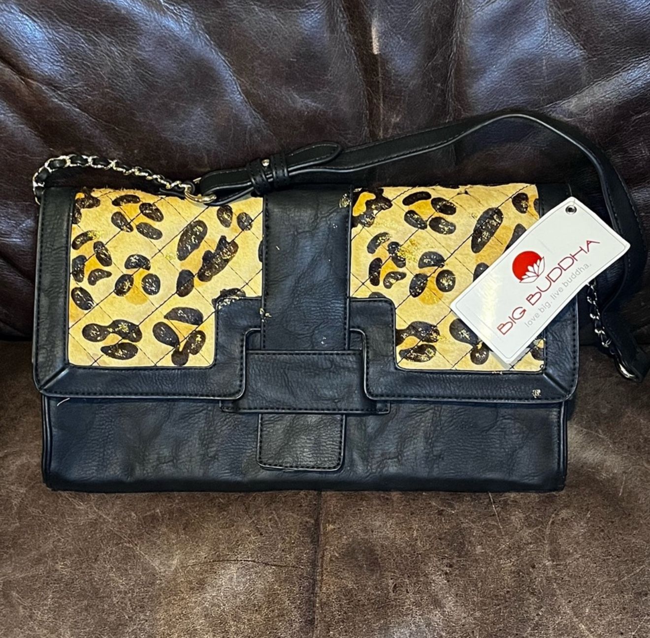 Big Buddha “Janice Leopard” Shoulder Bag • NWT • Faux Leather & Animal Print