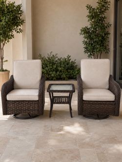 New Arrival! 3-Piece Wicker Swivel Rocking Chair Set