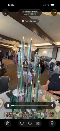 Candelabrias with green led candles 8 arms