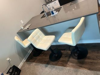 Modern white adjustable bar stools - set of 3