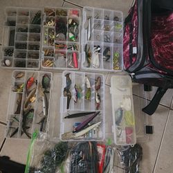Fishing Lures For Striper & Bass & Traut & Crappie Jigs Plastic Worms Hooks Wghits  Take It All Lot For $120