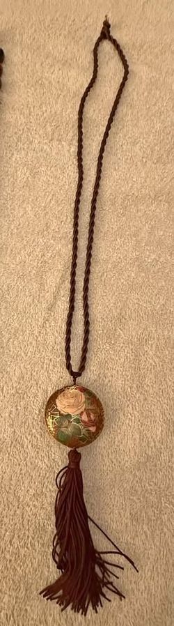 vintage Chinese cloisonné tassel necklace