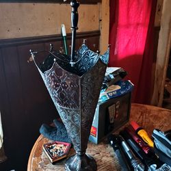 32 inch Brown metal umbrella tree stand,
